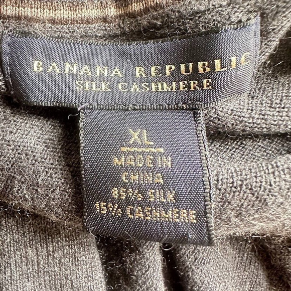 Banana Republic Silk Cashmere Sweater Size XL Mens Gray 1/4 Zip Pullover Classic - Picture 4 of 6
